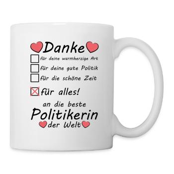 Beste Politikerin der Welt Danke sagen Abschied - Tasse - Weiß - Rechts
