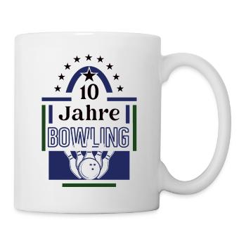 10 Jahre Bowling Jubiläum Bowlingspieler Jubi - Tasse - Weiß - Rechts
