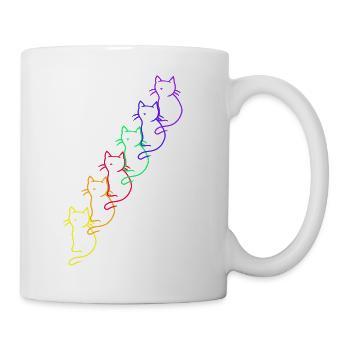 80er 90er Retro LGBT Regenbogen Katzen - Tasse - Weiß - Rechts