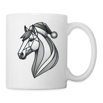 Weihnachtliches Pferd mit Weihnachsmütze - Tasse - Weiß - Rechts
