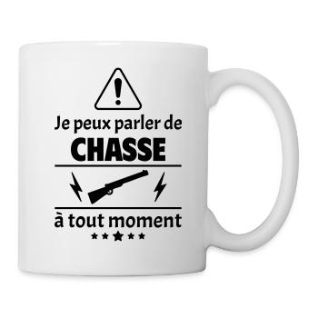 Je peux parler de chasse, chasseur, cadeau noël - Mug blanc - blanc - Droite