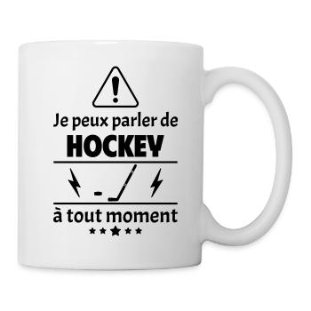 Je peux parler de hockey, hockeyeur, hockeyeuse - Mug blanc - blanc - Droite