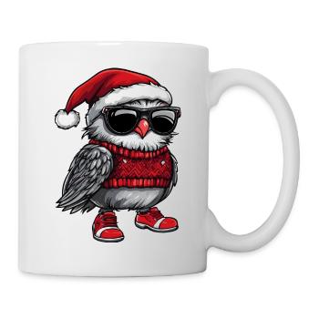 Eule Weihnachten Comic Cool - Tasse - Weiß - Rechts