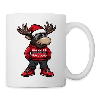 Elch Weihnachten Comic Cool - Tasse - Weiß - Rechts