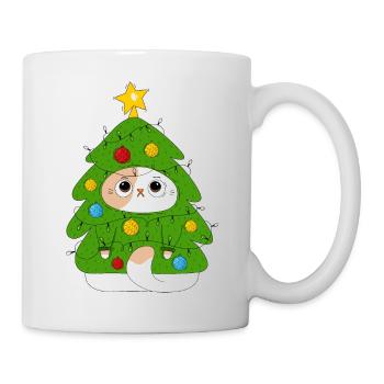 Chat et sapin de Noël - Mug blanc - blanc - Droite