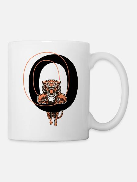 Buchstabe O Tiger - Geschenkidee - Tasse - Weiß