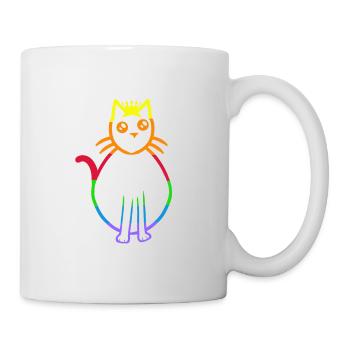 LGBT Regenbogen Katze Gay Pride Regenbogenfahne - Tasse - Weiß - Rechts
