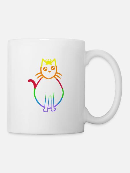 LGBT Regenbogen Katze Gay Pride Regenbogenfahne - Tasse - Weiß