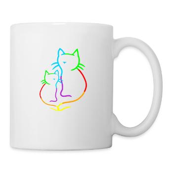 Chat rétro chats des années 80 des années 90 arc-en-ciel - Mug blanc - blanc - Droite