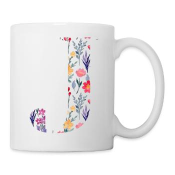 Personalisierter Blumenbrief j - Geschenkidee - Tasse - Weiß - Rechts