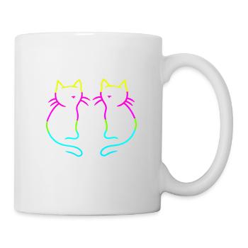 80er 90er Retro Vintage Katzen Regenbogen - Tasse - Weiß - Rechts