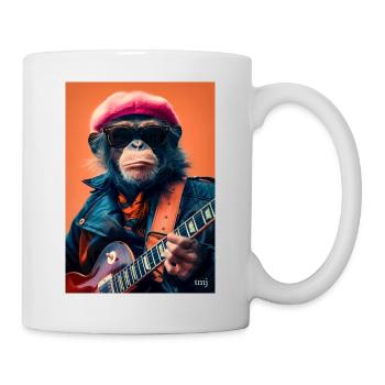 Le singe le plus cool qui aime la guitare - Mug blanc - blanc - Droite