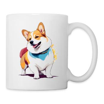 Corgi Vektor Kunst mit lebendiger Farbillustration - Tasse - Weiß - Rechts