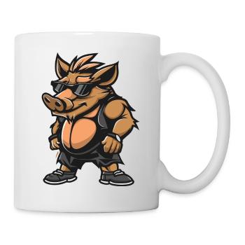 Schwein Comic Cool Wildschwein - Tasse - Weiß - Rechts