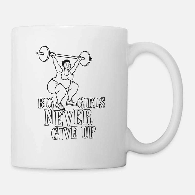 Fat lady doing a squat with a saying - Mug - white