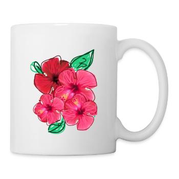 Hibiskus,Blüte,Blumen,rot,Blüten - Tasse - Weiß - Rechts