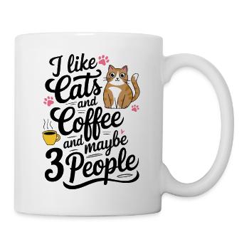 Katzenliebe Kaffee Humor Spruch - Tasse - Weiß - Rechts