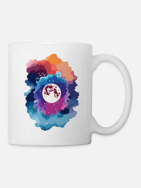 Full Moon Abstract Sky - Mug - white