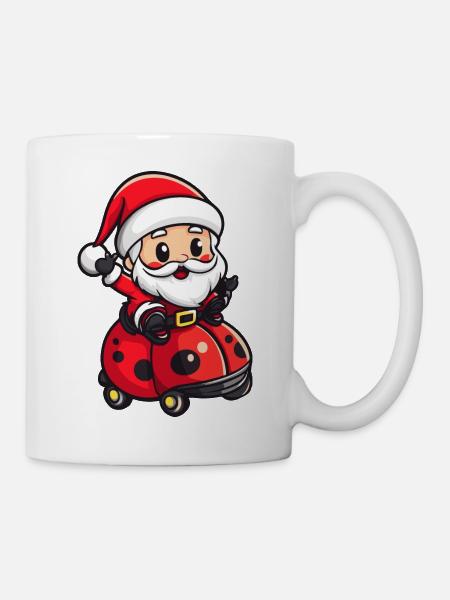 Marienkäfer Weihnachtsmann Cartoon - Tasse - Weiß