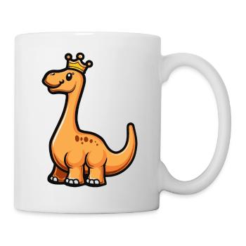 Dinosaur brontosaurus cartoon crown - Mug - white - Right