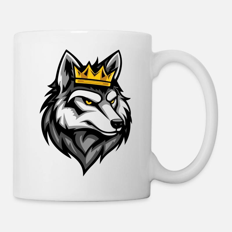 Wolf Cartoon Crown - Mug - white