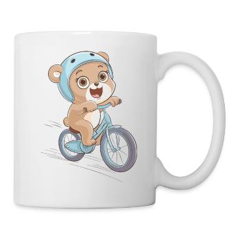 Süßer Radfahrer Bär mit Helm Fahrrad Sport - Tasse - Weiß - Rechts
