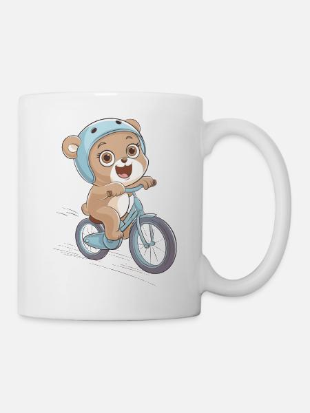 Süßer Radfahrer Bär mit Helm Fahrrad Sport - Tasse - Weiß