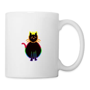 80er 90er Retro Regenbogen Katze Katzen - Tasse - Weiß - Rechts