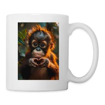 Orangutan mit Herz - Tasse - Weiß - Rechts