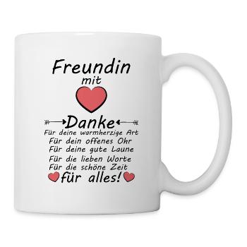 Danke sagen an Sehr Gute Freundin Geburtstag - Tasse - Weiß - Rechts