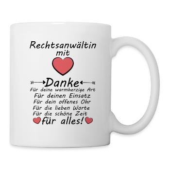Rechtsanwältin Danke sagen zum Abschied - Tasse - Weiß - Rechts