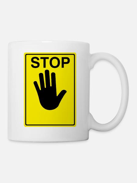 Stop Schild Logo - Tasse - Weiß