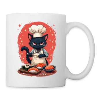 Sushi Chef Katze - Tasse - Weiß - Rechts