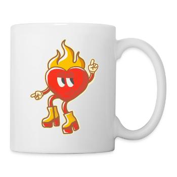 Retro Flaming Heart with Groovy Boots - Mug - white - Right