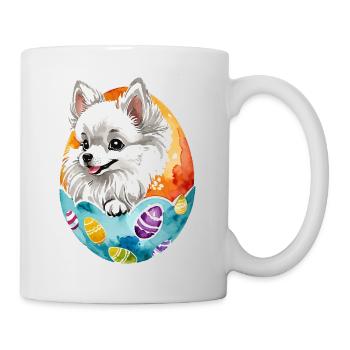 Poméranien Poméranien Aquarelle de Pâques - Mug blanc - blanc - Droite