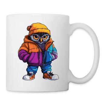 Eule Lustig Winter - Tasse - Weiß - Rechts
