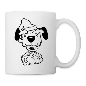 Hund Weihnachtsmann Weihnachten Geschenke Sack Hut - Tasse - Weiß - Rechts