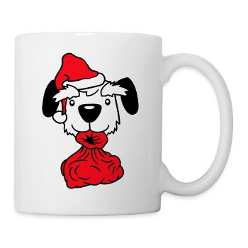 Hund Weihnachtsmann Weihnachten Geschenke Sack Hut - Tasse - Weiß - Rechts