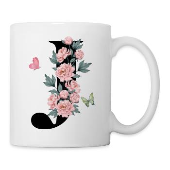 Letter j Pink Flowers - Mug - white - Right