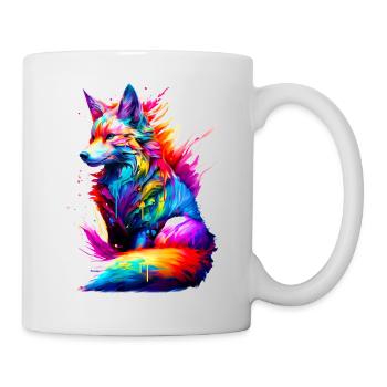 Renard assis peint - Mug blanc - blanc - Droite