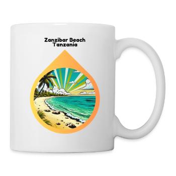 KI-Design: Traumhafter Zanzibar-Strand in Bildern - Tasse - Weiß - Rechts