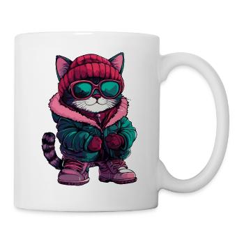 Katze Cool Comic - Tasse - Weiß - Rechts