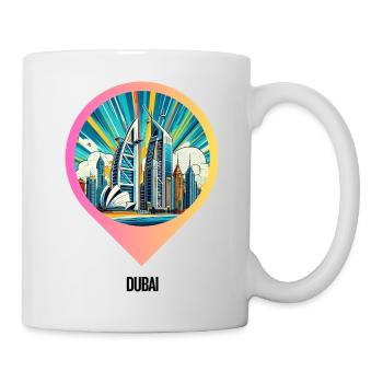 AI Design: Comic Cityscape of Dubai - Tasse - Weiß - Rechts