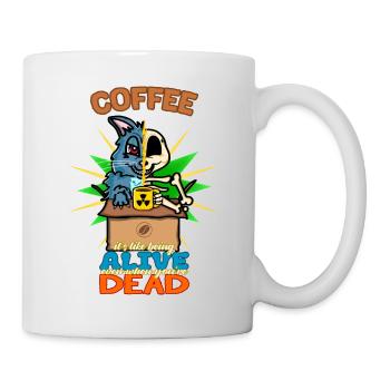 Funny Schrodinger's Cat Coffee Science Cartoon - Mug - white - Right