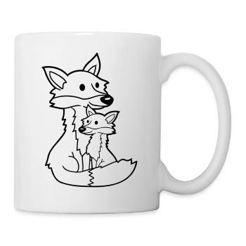 2 Foxes Mother Red Fox Little Child Father Mom - Mug - white - Right