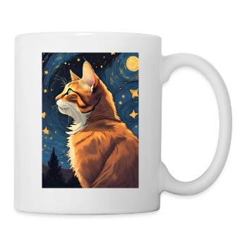 Cat Painting Red Black Cat - Mug - white - Right