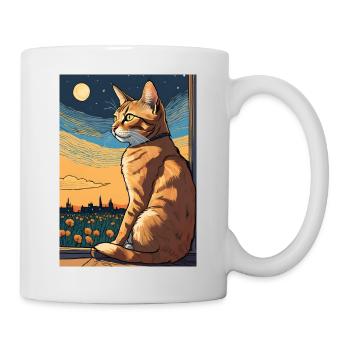 Cat Painting Red Black Cat - Mug - white - Right