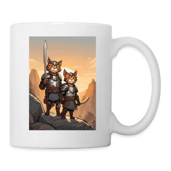 Cat Painting Red Black Cat Viking - Mug - white - Right
