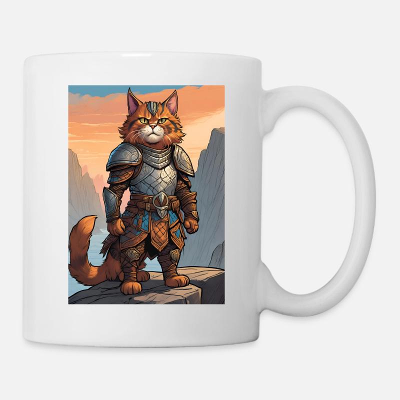 Rüstung Ritter Vikinger Kinder Katze - Tasse - Weiß