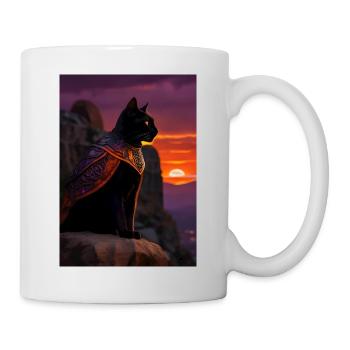 Cat Painting Black Cat King Knight Armor - Mug - white - Right